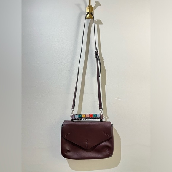 Zara studded wine/burgundy crossbody bag - Picture 1 of 9